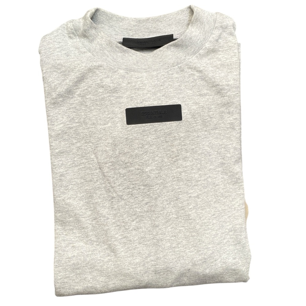 Light Heather Grey Essentials Fear Of God Long-sleeve Tee